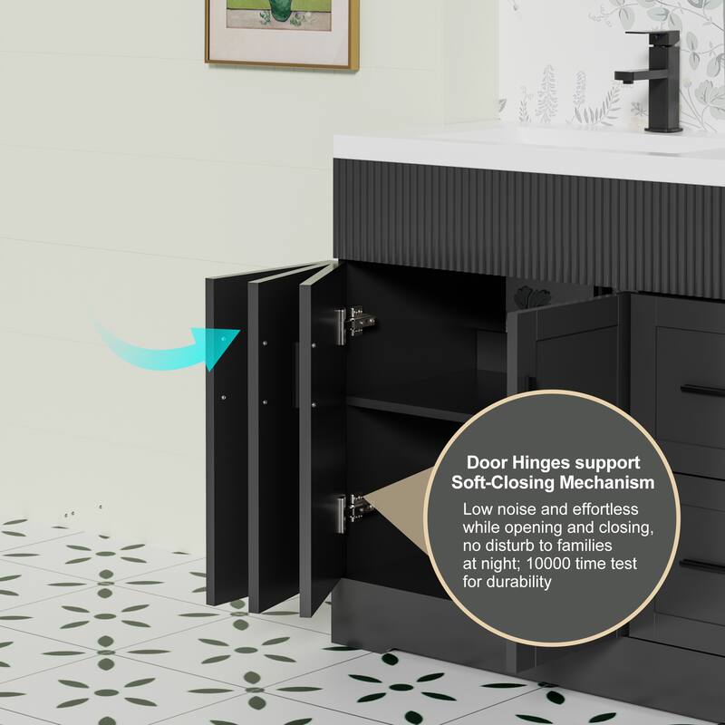 Wavy Line 30"/36"/48" Bathroom Vanity Set with Sink & Faucet