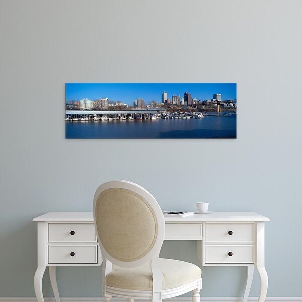 Easy Art Prints Panoramic Images's 'Memphis, TN skyline from Mississippi River with marina in foreground' Canvas Art
