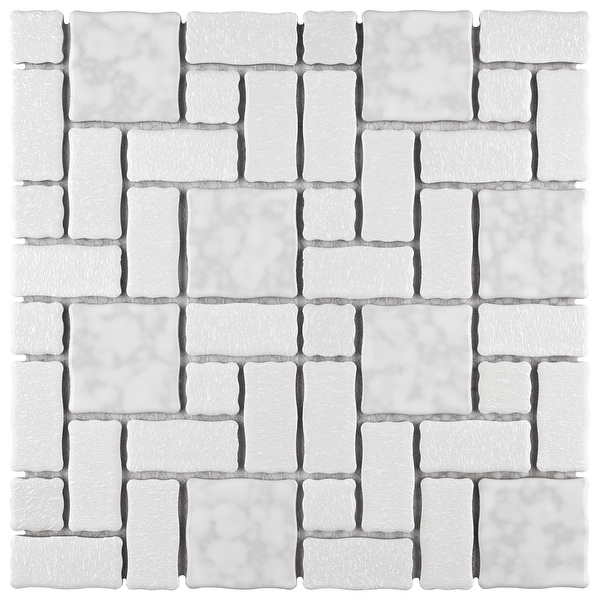 SomerTile Academy White 11.75" x 11.75" Porcelain Mosaic Tile. Opens flyout.