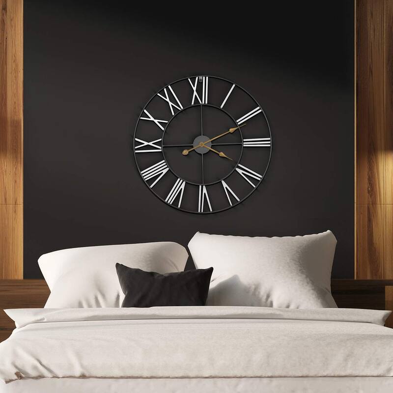 Large Decorative Wall Clock 24" - Roman Numeral Modern Home Decor