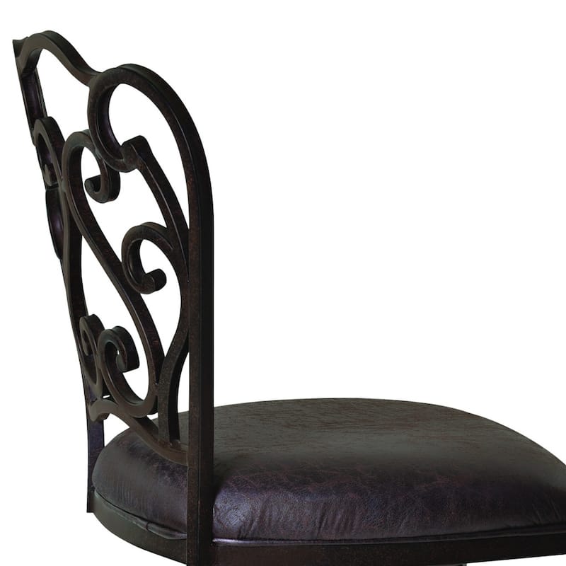 30" Dark Espresso Scroll Back Metal Swivel Bar Stool - 48" x 22" x 19"