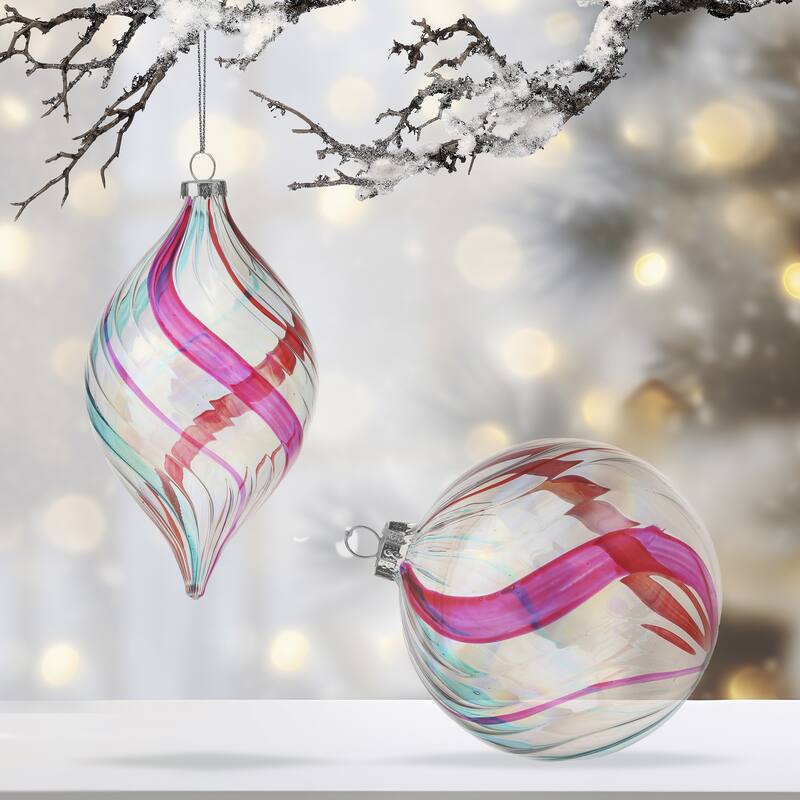 4-5.5" Clear Glass Swirl Retro Finial Set of 6