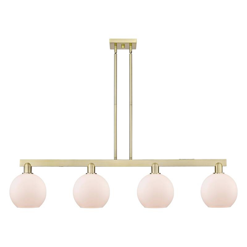 Innovations Lighting Endless Possibilities Arcadia - Athens - 4 Light 51" Stem Hung Island Light - Antique Brass/Matte White