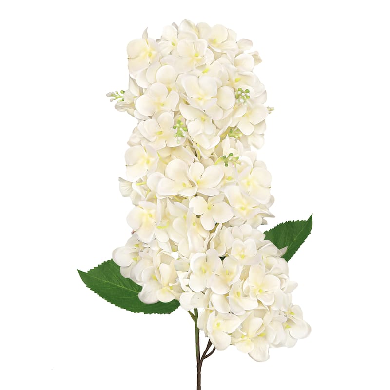 Set of 2 Deluxe Ivory Cream Artificial Cone Hydrangea Flower Stem Spray 34in - 35" L x 5" W x 5" DP