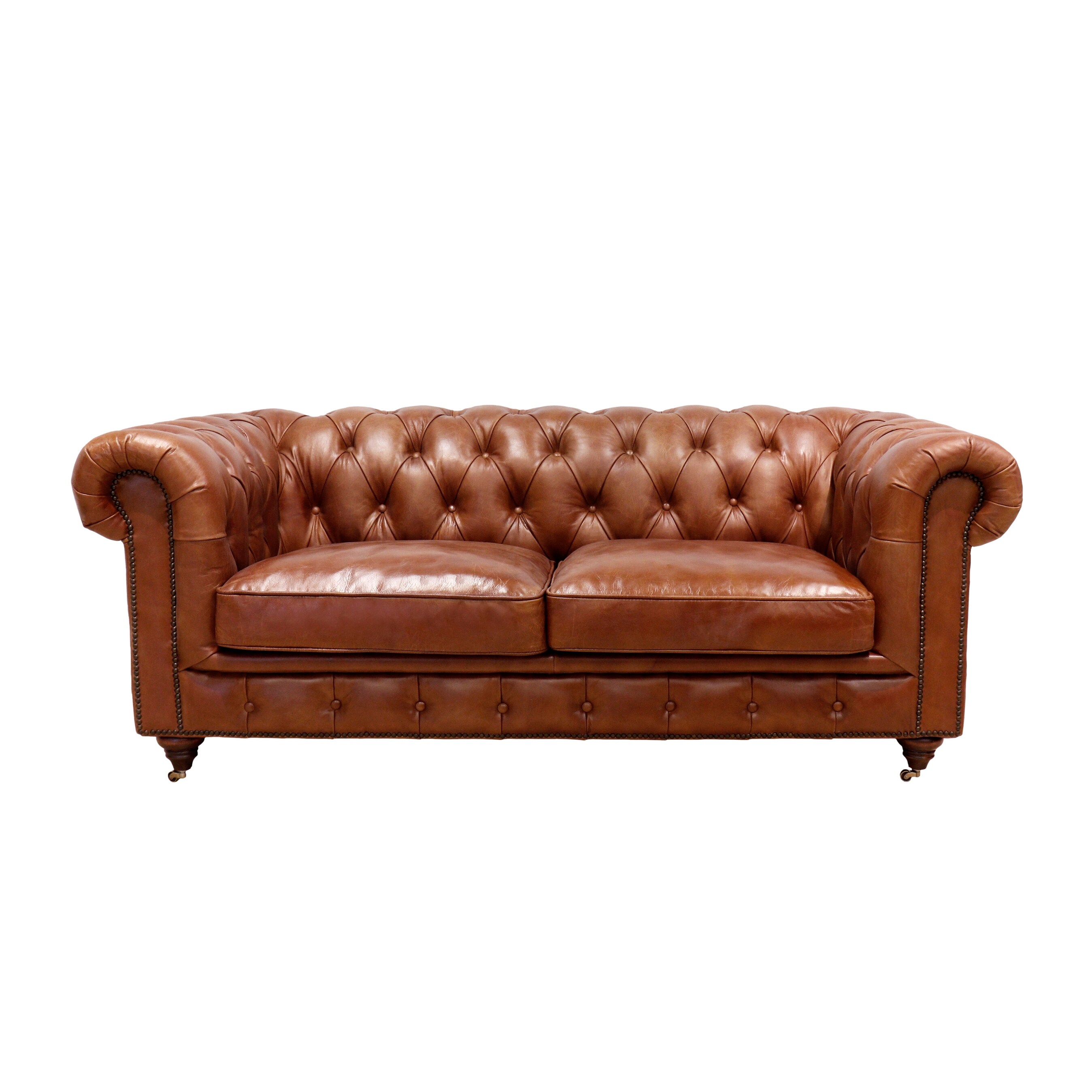 Pasargad Home Genuine Leather Chester Bay Tufted Loveseat Sofa Chair On Sale Overstock 11820468