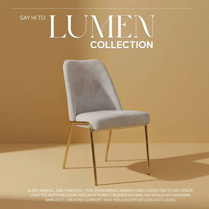 Lumen Modern Upholstered Kitchen Dining Chair with Gold Steel Legs Ergonomic Accent Chair
