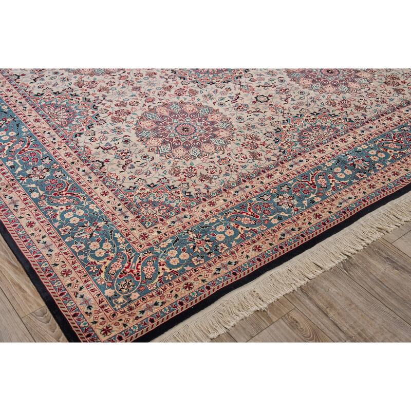 EXQUISITE RUGS ONE-OF-A-KIND Super Fine Isfahan Hand Knotted Beige Rug - 8'x10'