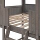preview thumbnail 10 of 26, Full Over Full Wood Bunk Bed with Roof, Window, Guardrail & Ladder, Playhouse-Inspired, Safe & Durable Design, Antique Grey