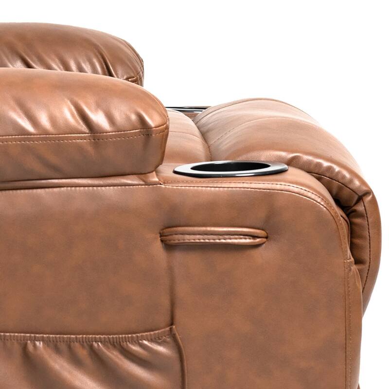 Classic Vintage Power Massage and Heating Function PU Upholstered Leisure Recliner with Lift Base