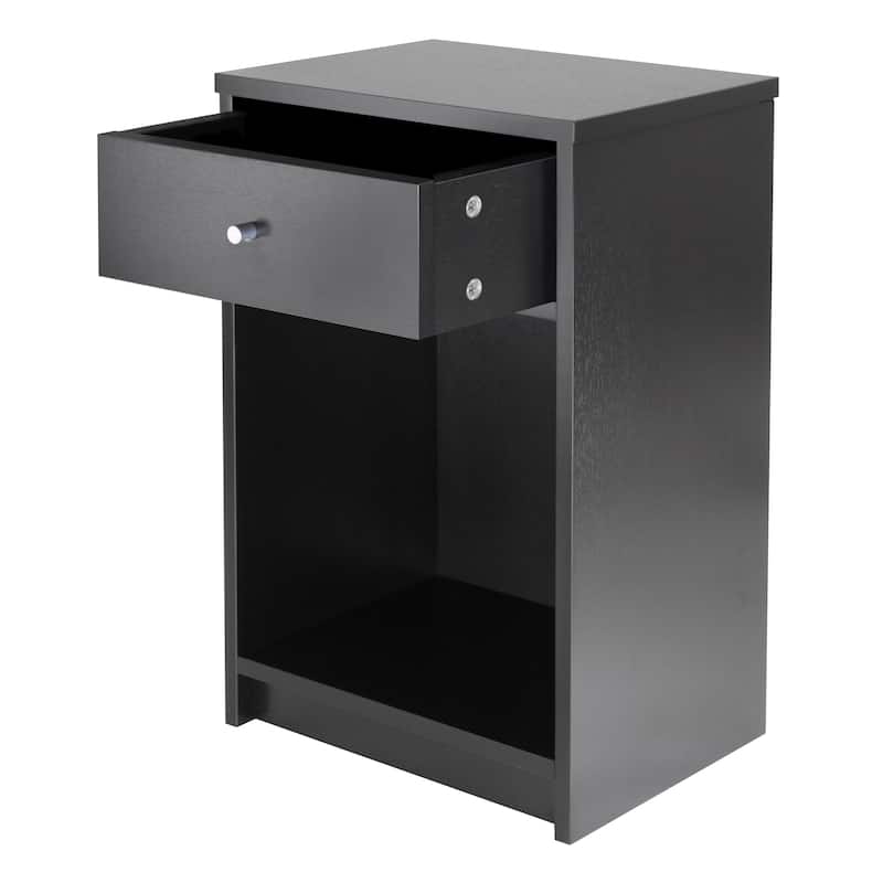 Modern Black Wooden Nightstand Accent Table Perfect for Living Room or Bed Room - 15.75”L x 11.62”W x 23.86”H