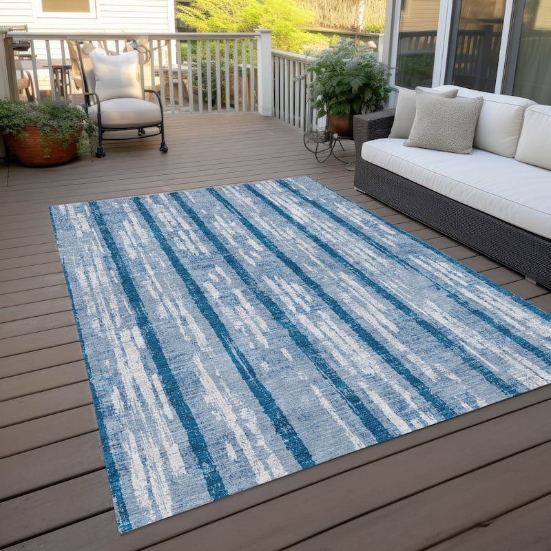 Machine Washable Indoor/ Outdoor Chantille Ombre Stripe Rug