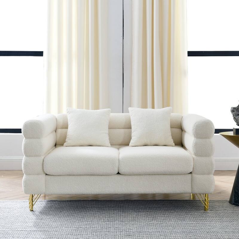 Oversized Upholstered Sectional Sofa, Modern Loveseats Couch with 2 Pillows,Sectional Couch