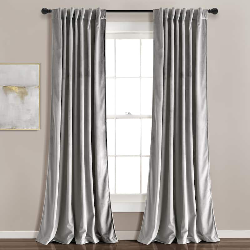 Lush Decor Prima Velvet Solid Light Filtering Back Tab Rod Pocket Window Curtain Panels Set