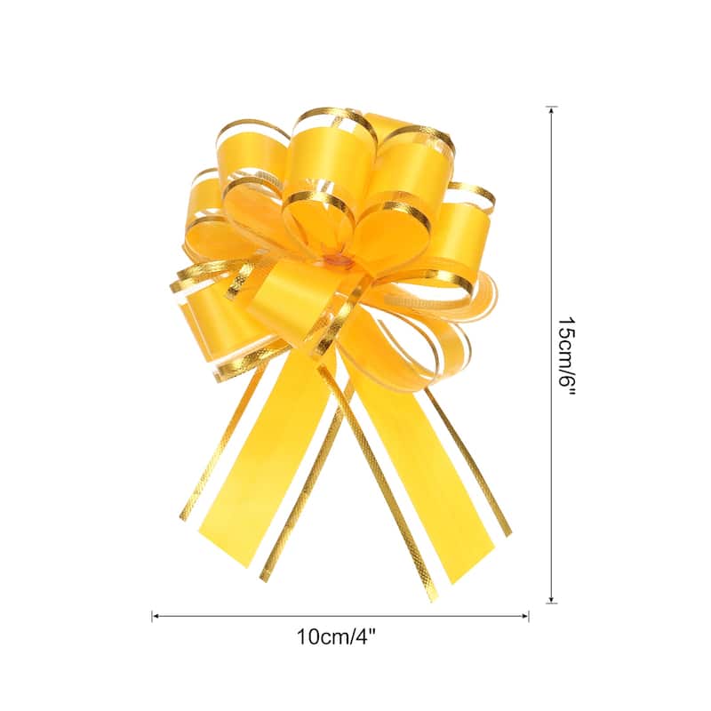 10pcs 6" Large Pull Bow Organza Gift Wrapping Bows Ribbon for Wedding - Yellow - 4 Inch