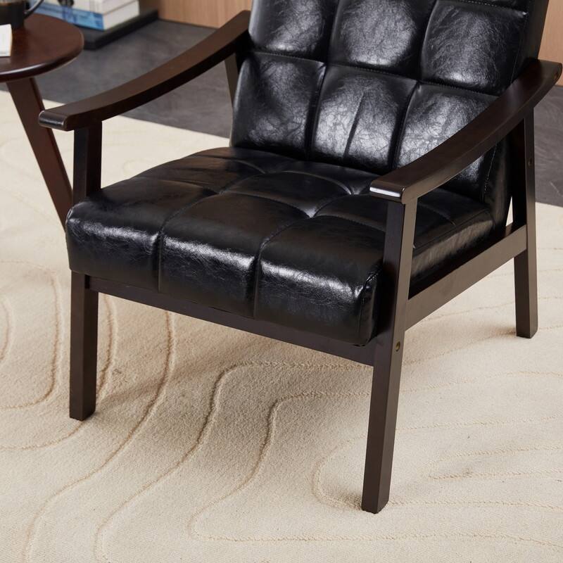 Antique Black Medieval-Inspired High Back Armchair - Solid Wood Modern Reading Chair