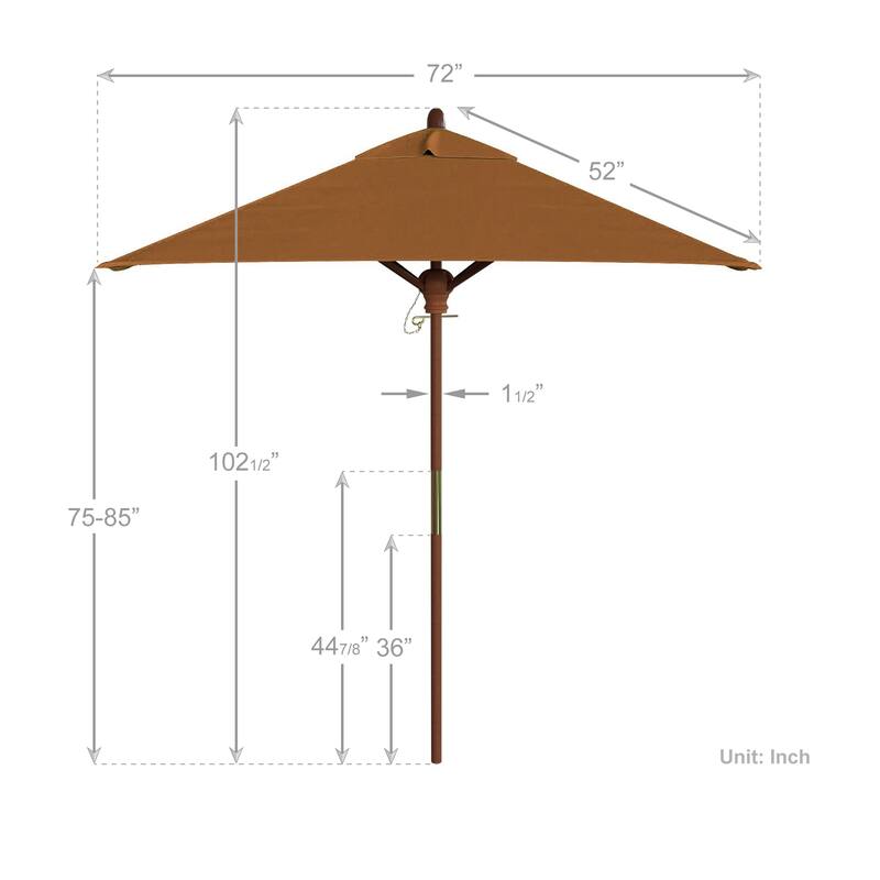 Port Lavaca 6ft Square, Sunbrella Fabric Wooden Patio Umbrella by Havenside Home, Base Not Included