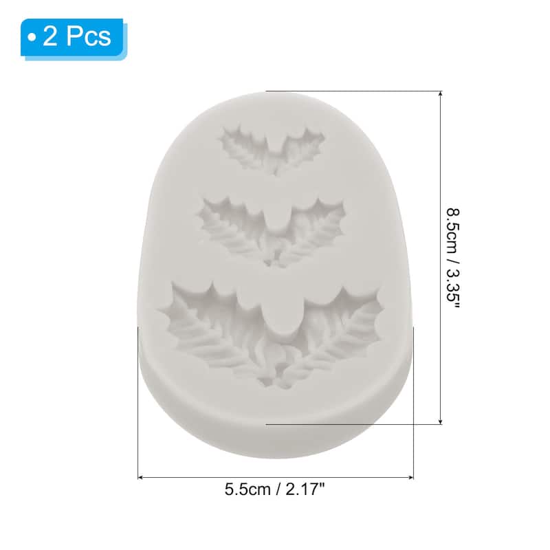 2pcs Polymer Clay Mold, Fondant Mold Leaves Mold Silicone - Grey