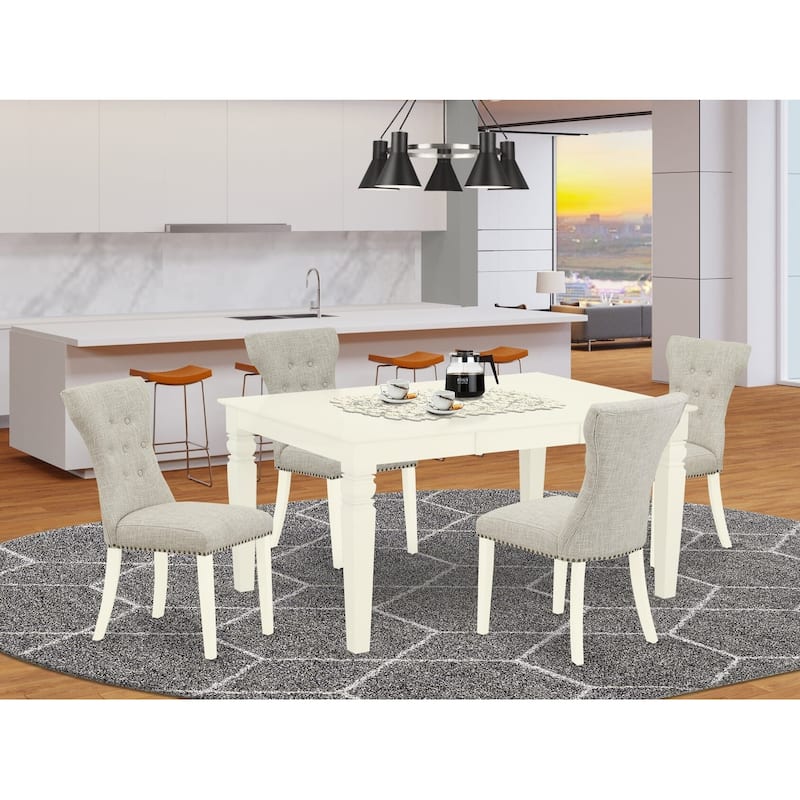 East West Furniture 5 Piece Kitchen Table Set- a Dining Table and 4 Linen Fabric Parsons Chairs(Finish Options) - WEGA5-WHI-35