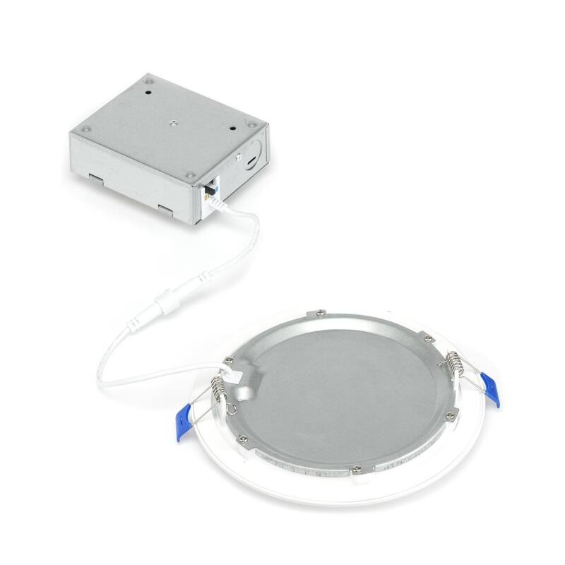 Everlume Collection 6 in. Satin White 5-CCT LED Low Profile Canless Recessed Downlight - 7.165 in x 7.165 in x 1.815 in