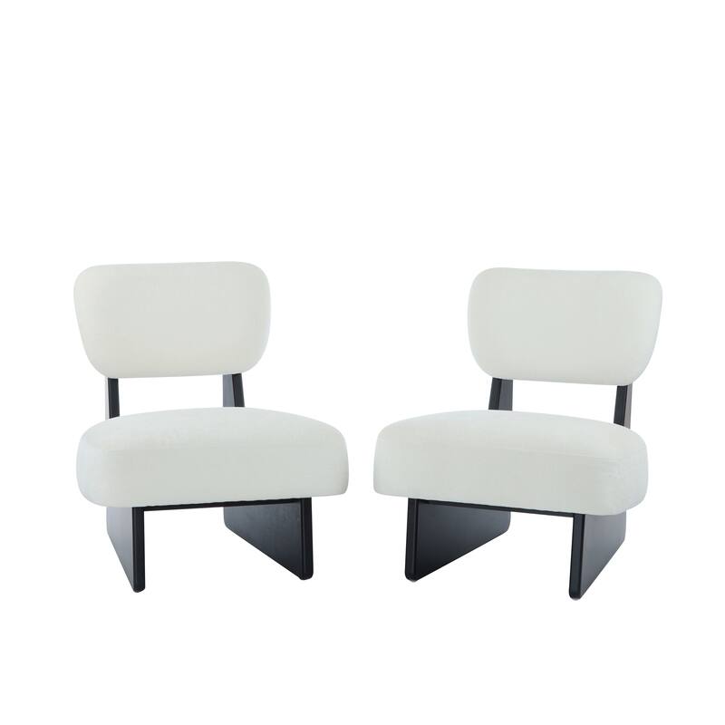 Polyester Lounge Chairs (Set of 2）with Black Wood Base, Minimalist Design, and Ergonomic Comfort