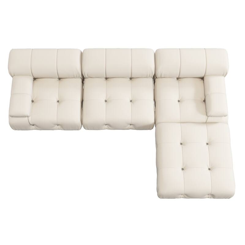 Modern Velvet Upholstery Modular Sectional Sofa,Beige