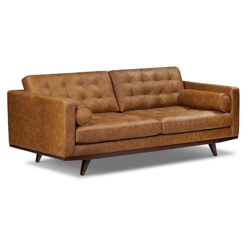 Poly & Bark York 89" Full-Grain Genuine Leather Sofa