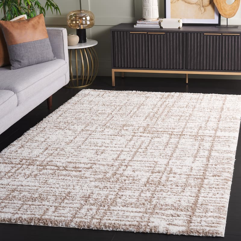 SAFAVIEH Rumi Shag Parthenia Shag Rug - 6'7" Square - Beige/Ivory