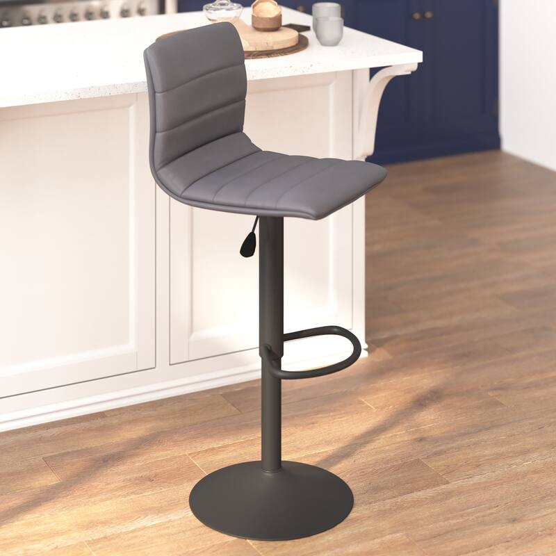 Modern Vinyl Stitch Back Adjustable Height Barstool - 16"W x 19"D x 35" - 44"H