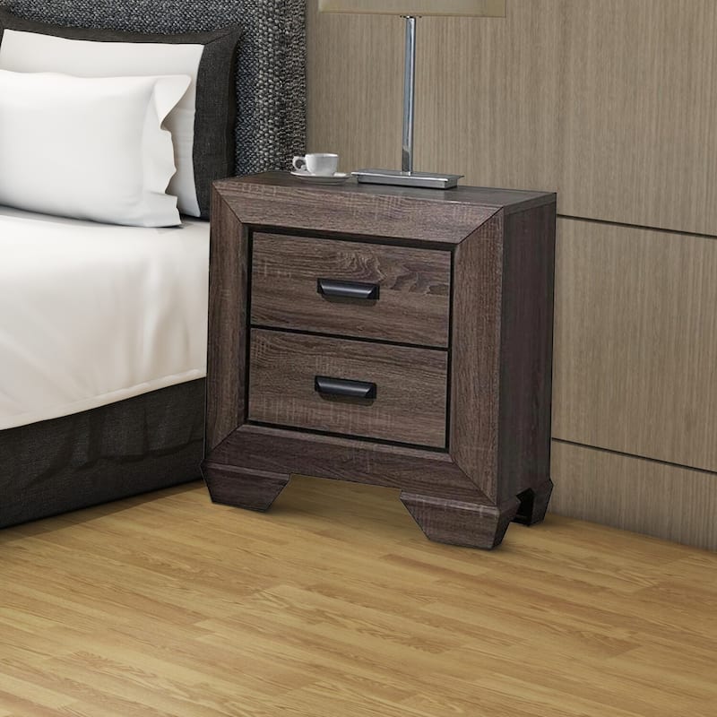 Weathered Gray 2 Drawer 16.54 in. W Nightstand with Sturdy Hardware and Ample Storage