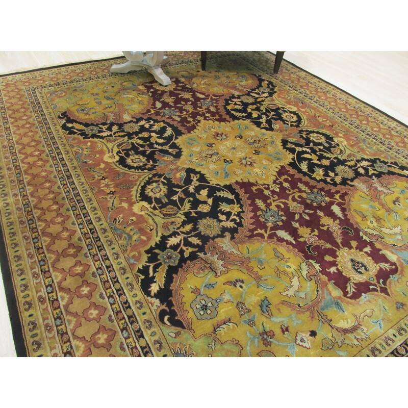 Hand-knotted New Zealand Wool Black Transitional Oriental Polonaise Rug (10' x 14') - 10' x 14'