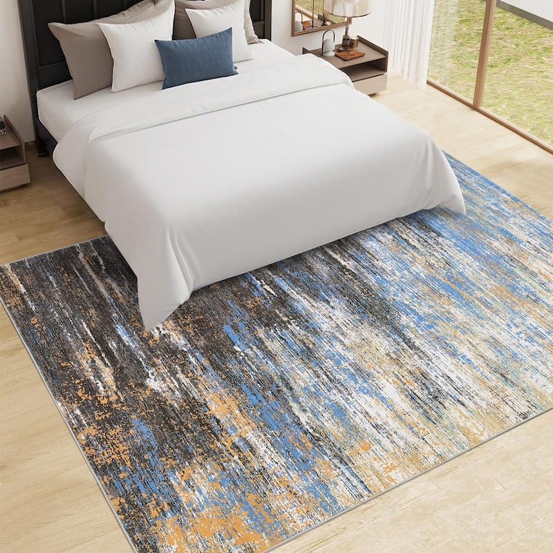 Area Rug Living Room Rugs Modern Abstract Soft Indoor Rug Low Pile Non Slip Accent Carpet