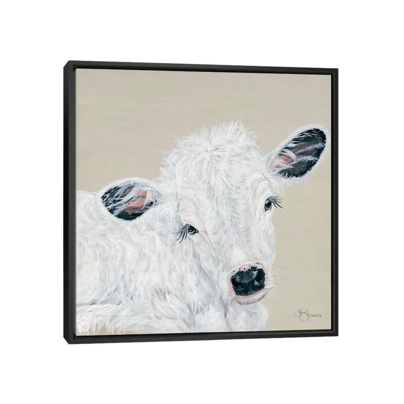 iCanvas "White Calf" by Hollihocks Art Framed Canvas Print - Black - 37x37