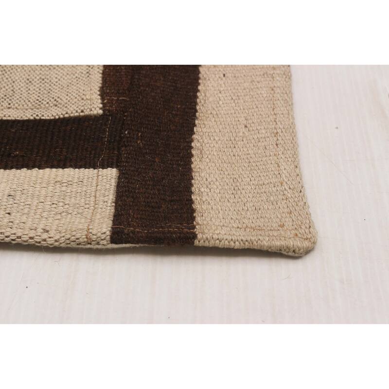 ECARPETGALLERY Flat-Weave Anatolia Patch Cream Wool Kilim - 6'4 x 10'0
