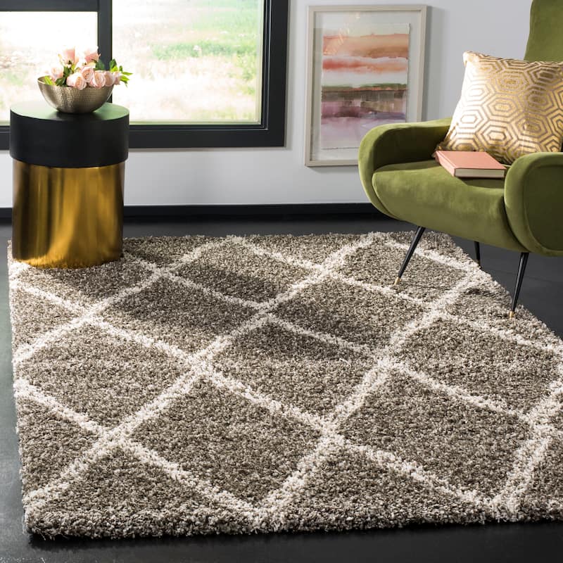 SAFAVIEH Hudson Shag Akbota 2-inch Thick Rug - 3' x 5' - Grey/Ivory