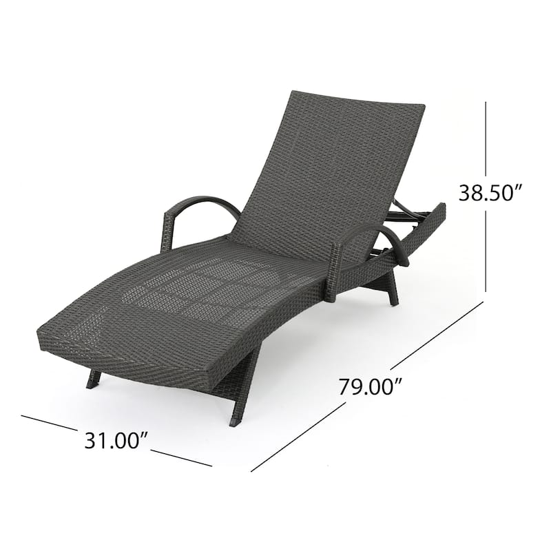 Roomfitters PE Wicker Chaise Lounge with Arm for Outdoor Relaxation, Adjustable Backrest, Stylish Patio Furniture