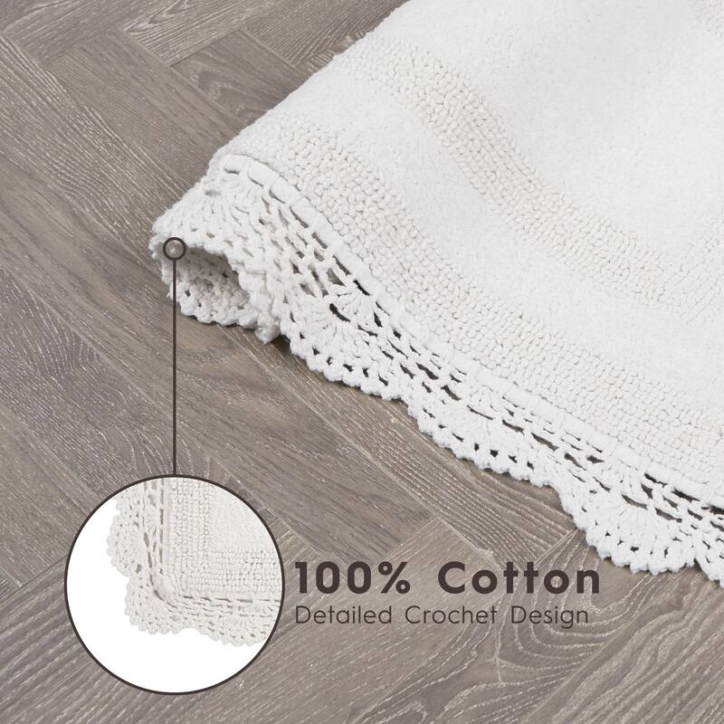 Laura Ashley Reversible Cotton Crochet Bath Rug