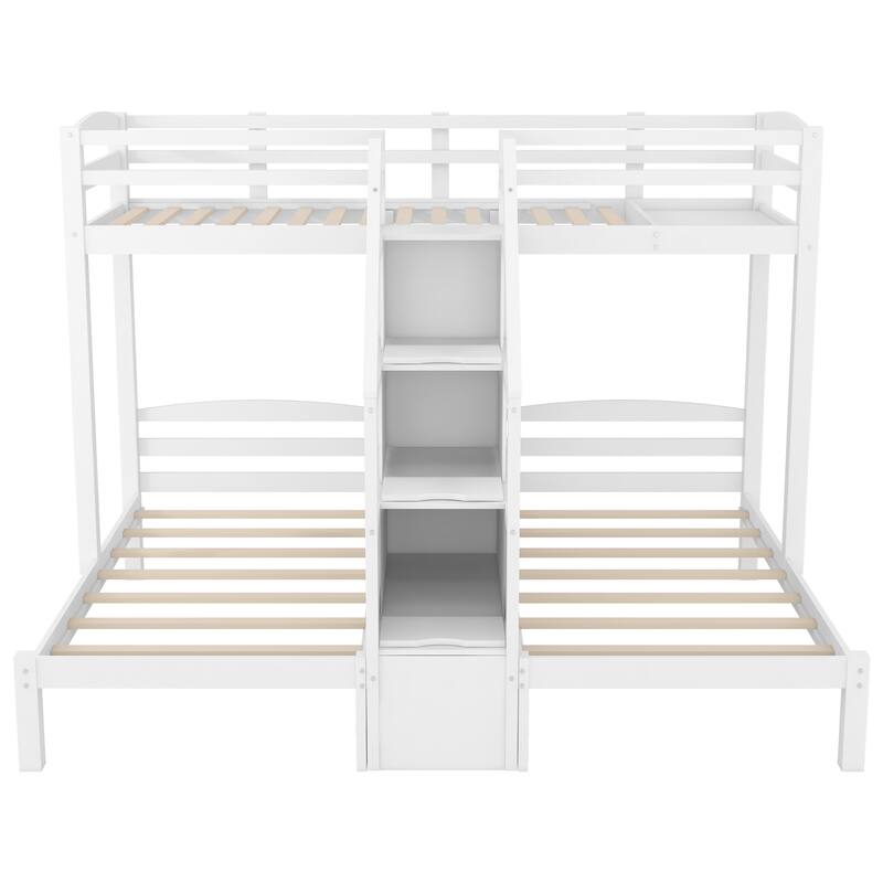 Merax Twin over Twin & Twin Bunk Bed with Built-in Staircase and Little Drawer