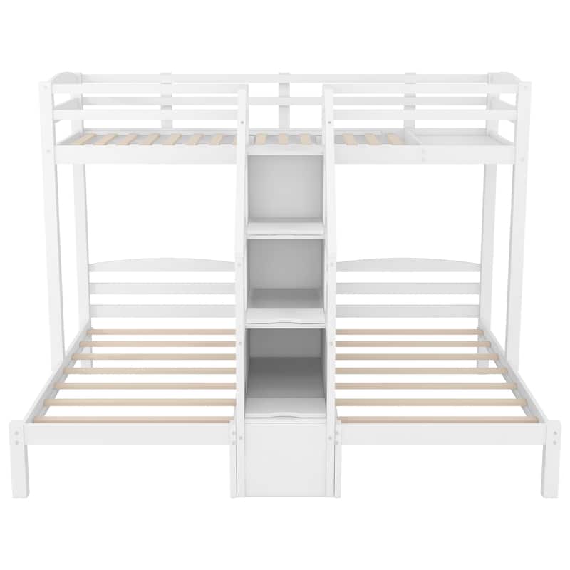 Twin Bunk Bed with Built-In Staircase Storage and Modern Design