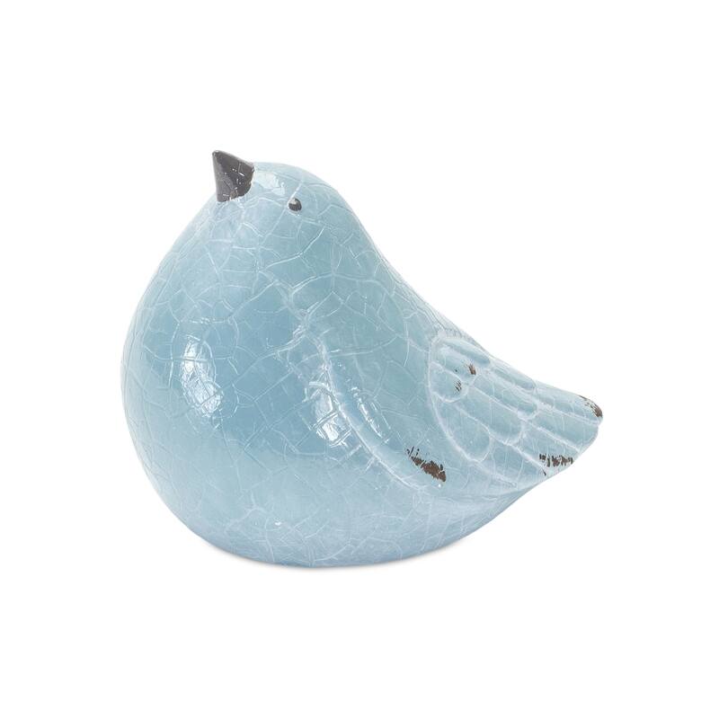 HomeRoots Set of Four Blue Terracotta Bird Figurines - 4.25' X '4' X '5.25
