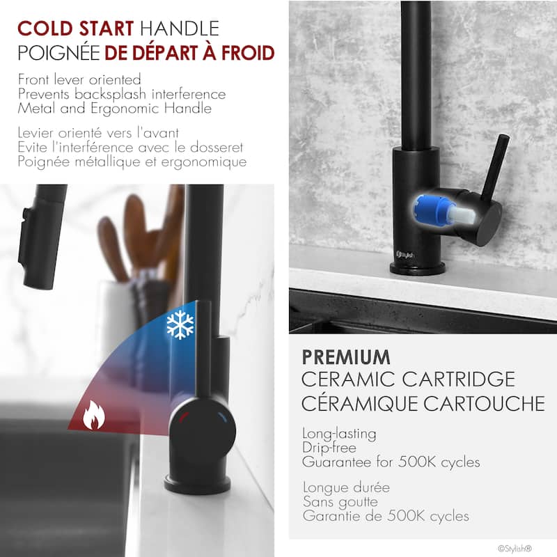Modena Single Handle Brushed Gold Pull Down Kitchen Faucet with Reversible Osmosis
