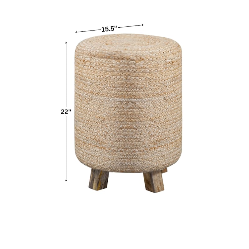 Biscayne Natural Woven Jute and Solid Wood End Table