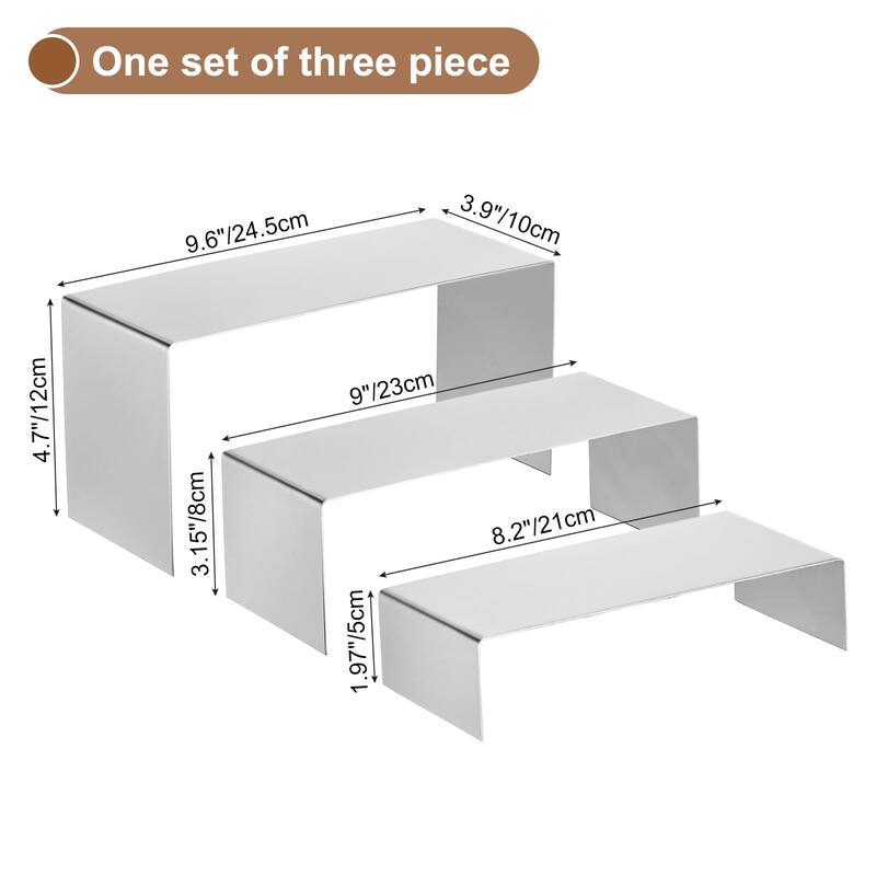Purse Display Stand 3 Pack Jewelry Display Riser Metal Shoe Rack - Silver - Silver