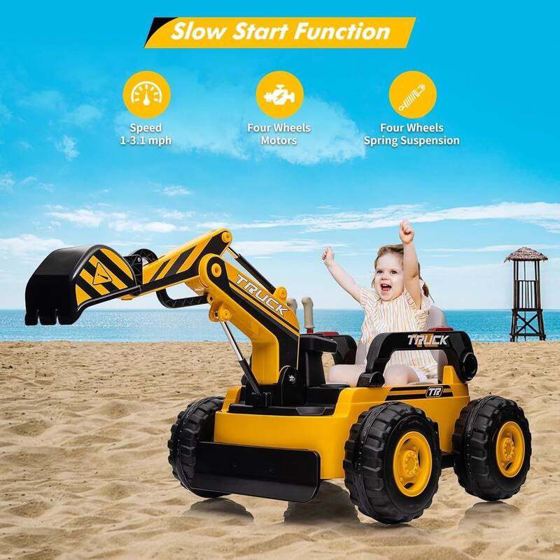 Kids Ride-On Electric Excavator Digger with Remote Control