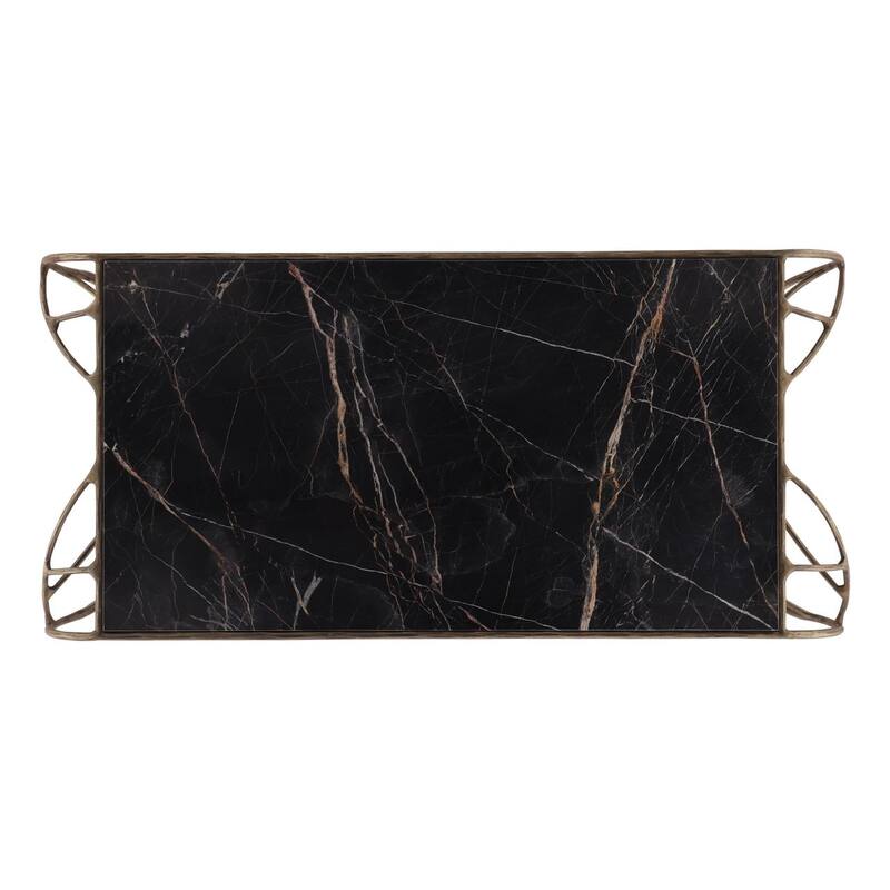 Furniture Classics Mirabelle Bronze Iron and Marble Inlay Coffee Table