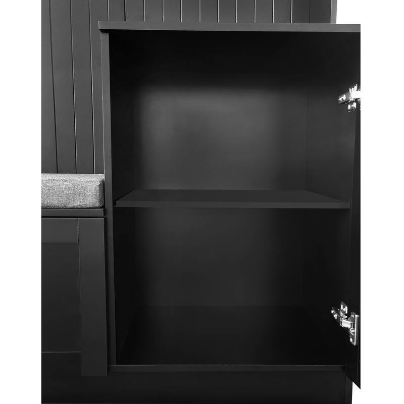 Hall Tree With Comfort And Storage Solutions, Functional Hallway Shoe Cabinet With Bench&Cushion,Coat Rack With Hooks