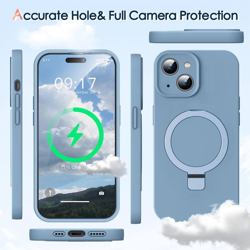 iPhone 15 Case, Liquid Silicone Moisturizing Factor Extreme Soft Slim Phone Case with Stand Compatible with MagSafe 6.1 inch