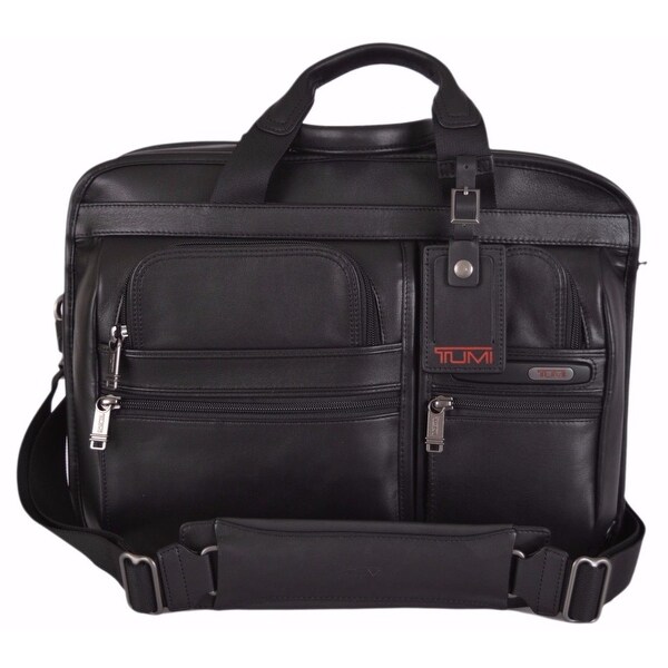 Tumi Men's T Pass 963516 Leather Slim Laptop Briefcase Messenger Bag
