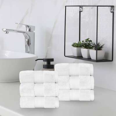 Superior Turkish Cotton Solid Heavyweight Hand Towel Set of 6