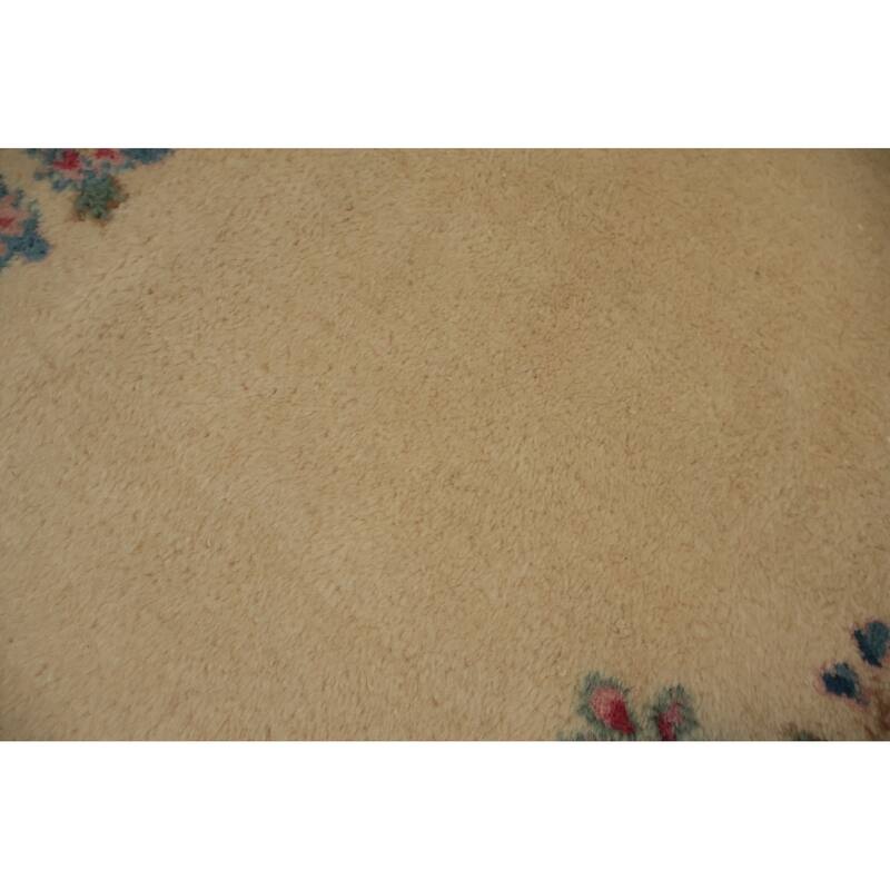 Hand Knotted Oriental 100% Wool Carpet Traditional Floral Beige & Ivories Kerman Area Rug - 8' 0'' X 7' 7''