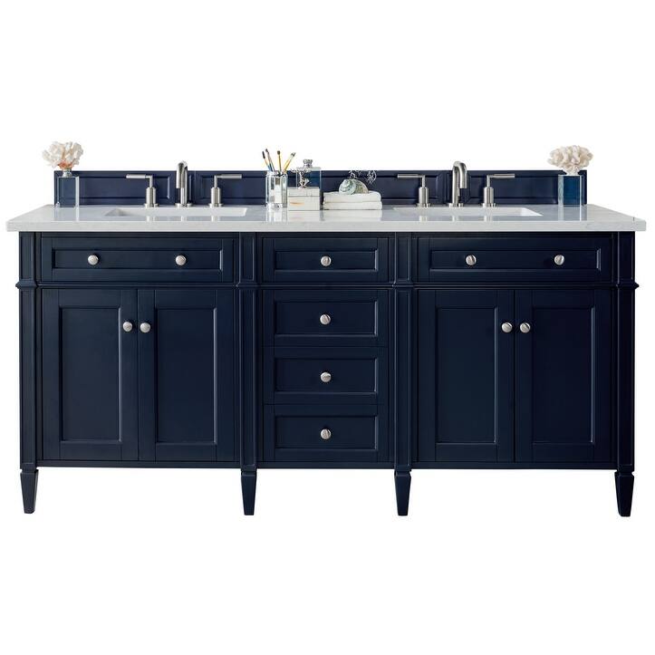 James Martin Vanities 650-V72-3WZ Brittany 72" Double Basin Poplar - Victory Blue - Painted